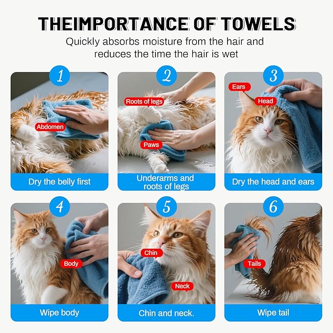 Automatic Pet Hair Dryer Box, 70L Dual Motor Fans Blower for Cats and Small Dogs, 360° Drying, Temperature Control, Self-Dryer Boxes with 4 Adjustable Speed Settings & 5 Drying Modes, 5 Towels, White