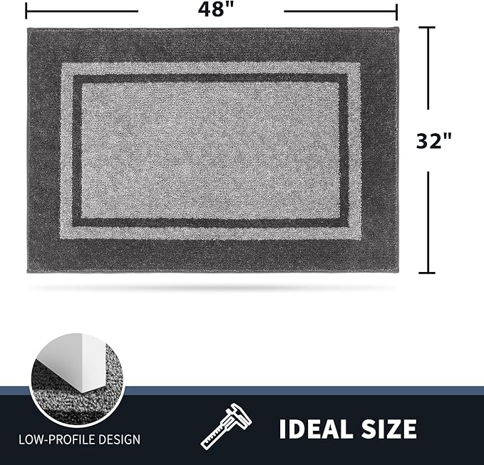 PURRUGS Dirt Trapping Door Mat 32" x 48", Non-Slip Machine Washable Entryway Rug, Entrance Mat, Indoor Front Door Mat, Super Absorbent Entry Rug for Muddy Shoes & Paws, Light Grey & Dark Grey