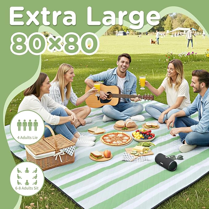 Waterproof Picnic Blanket Beach Outdoor Camping Mat Extra Large Foldable Cute Big Travel Essential Accessories Gift Park Patio Lawn Garden Grass Ground Play Music Festival Concert Must Have