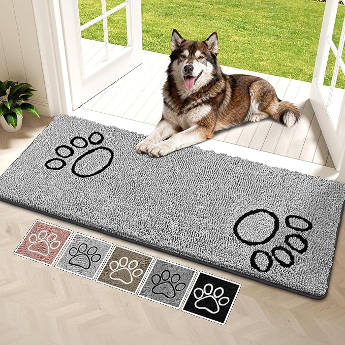 Bcoimo Super Absorbent Dog Door Mat, 60"*24" Anti Slip Mat for Muddy Paws, Pet Rugs for Dirty Paws Washable That Absorbs Moisture and Dirt, for Dog Cage and Pet Resting Carpet