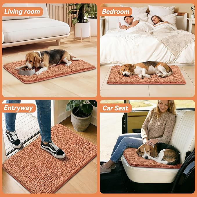 Bcoimo Super Absorbent Dog Door Mat, 36"*24" Anti Slip Mat for Muddy Paws, Pet Rugs for Dirty Paws Washable That Absorbs Moisture and Dirt, for Dog Cage and Pet Resting Carpet