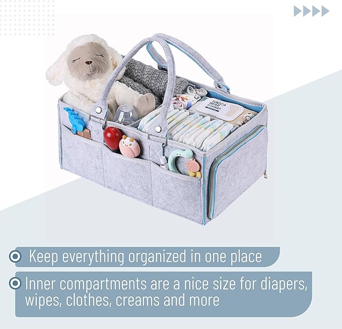 Mr. Pen- Large Baby Diaper Caddy Organizer, 2 Pack, Blue Inside, Nursery Storage Bin and Car Organizer for Diapers and Baby Wipes