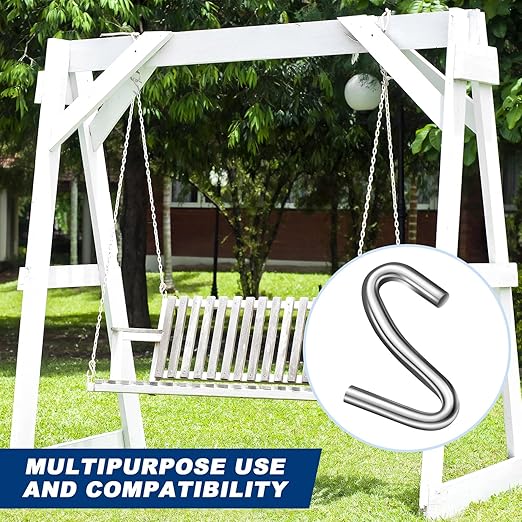 Moxweyeni 20 Pack Heavy Duty S Hooks 3.2 Inch Galvanized Steel Offset Hanging Hook S Shaped Utility Use for Industrial Hanging Hammock Stand Swing Plants, Max 450 Lbs