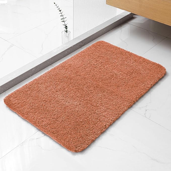 Rust Bathroom Rugs 20"x32" - Soft Plush Bath Mat, Non Slip Absorbent Microfiber Bathroom Rug, Machine Washable Floor Mat - Perfect for Vanity, Sink or Bathtub Area