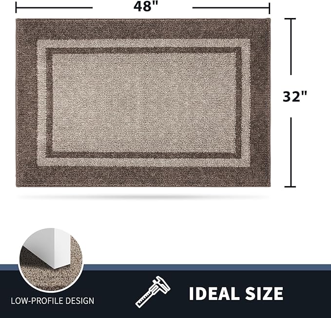 PURRUGS Dirt Trapping Door Mat 32" x 48", Non-Slip Machine Washable Entryway Rug, Entrance Mat, Indoor Front Door Mat, Super Absorbent Entry Rug for Muddy Shoes & Paws, Beige & Grayish Brown