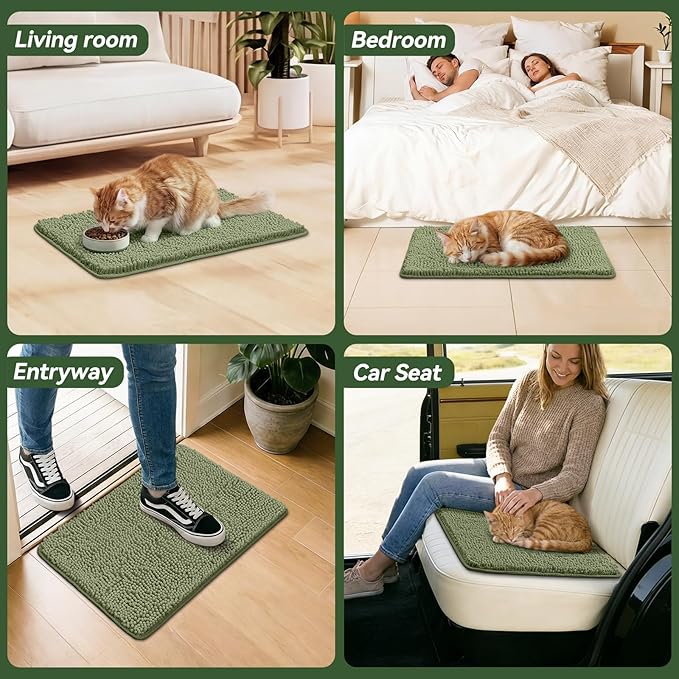 Bcoimo Super Absorbent Cat Door Mat, 24"*17" Anti Slip Mat for Muddy Paws, Pet Rugs for Dirty Paws Washable That Absorbs Moisture and Dirt, for Cat Cage and Pet Resting Carpet