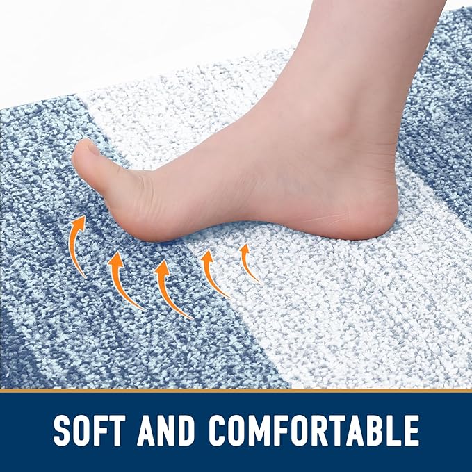 Smiry Dog Door Mat for Muddy Paws, Absorbs Moisture and Dirt, Low-Profile Entryway Mat with Non-Slip Backing, Entry Indoor Outdoor Doormat for Inside Floor (36x24 Inches, Light Blue, Striped)