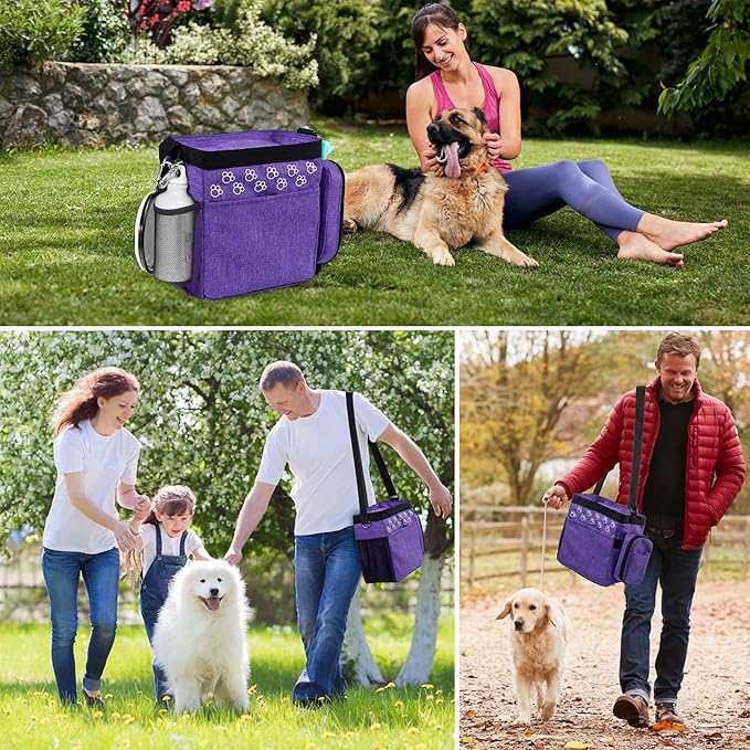 CLAWIST Dog Travel Bag with Treat Pouch, Airline Approved Dog Bags for Traveling, 2 Dog Food Travel Container, 2 Travel Bowls, Weekend Dog Travel Bag for Supplies, Dog Travel Kit Accessories