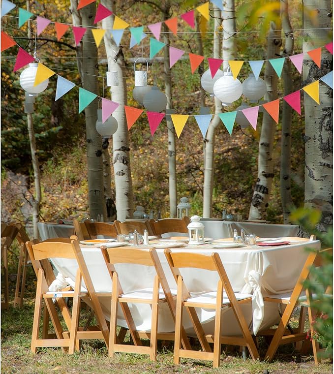HESTYA 42 Pieces Colorful Pennant Banner Flag Multicolor Bunting String Triangle Banner Pennants for Birthdays Classroom School Carnival Garland Outdoor Events Party Hanging Decorations(Pastel)