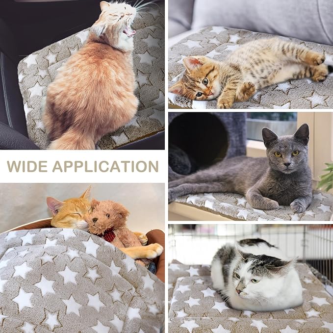 VitalCozy 4 Pcs Dog Crate Pads, Ultra Soft Warm Washable Anti-Slip Kennel Bed Mat for Pets, Reversible, Replaceable, Cage Liner for Small Medium Large Dogs and Cats(18 x 14 x 1.6 Inch,Star,Apricot)