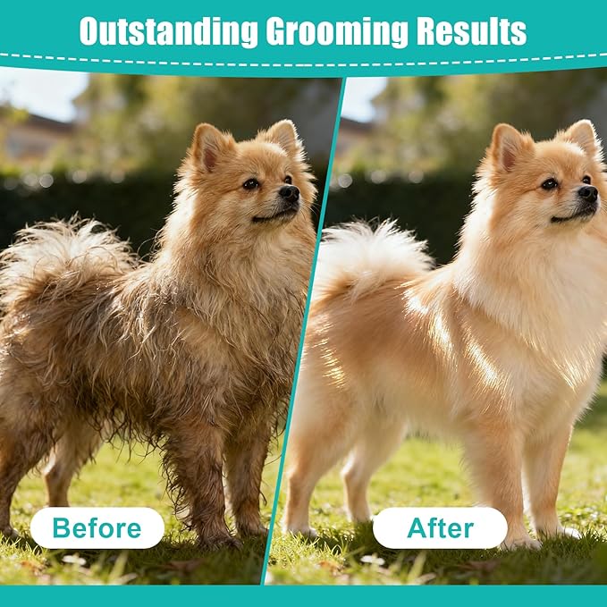 Mllzhauib Dog & Cat Brush, Deshedding Brush with Easy Release Button, Premium Grooming Tool for Shed Control & Undercoat Removal, Ideal for Long/Short Haired Pets (White)