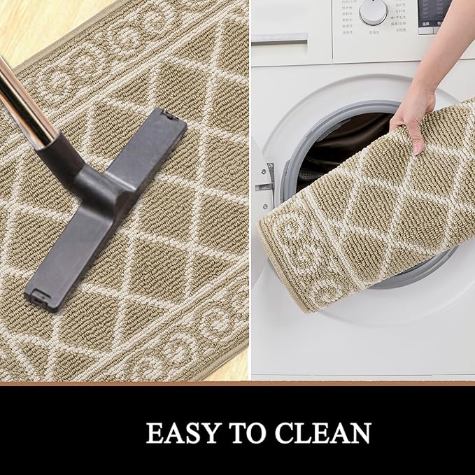HEBE Washable Runner Rug 20"x59" Indoor Door Mat Runners,Non Slip Dirt Trapping Rug Runner Floor Mats Carpet Runners for Entryway Hallway Kitchen Garage Laundry Room