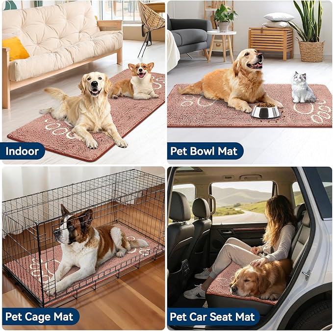 Bcoimo Super Absorbent Dog Door Mat, 60"*24" Anti Slip Mat for Muddy Paws, Pet Rugs for Dirty Paws Washable That Absorbs Moisture and Dirt, for Dog Cage and Pet Resting Carpet