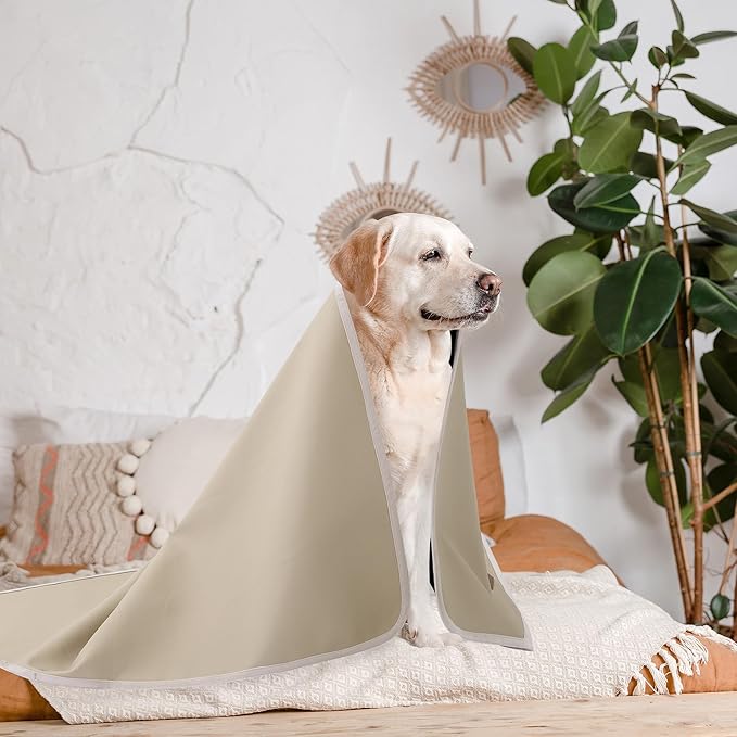 HOMBYS Pet Hair Resistant Dog Blanket, 53"x42" Waterproof PU Surface & Soft Velvet, Reversible Couch Cover for Furniture, Sofa Protector, Machine Washable Kennel Bed Blanket for Medium Dogs & Cats