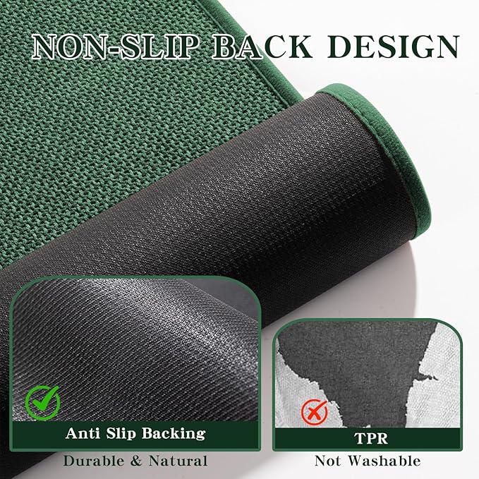 chakme Bathroom Rugs Mat 59x17, Ultra Thin Non Slip Bath Mats Runner Quick Dry Absorbent Bath Mat for Bathroom Floor, (Green, 59"x17")