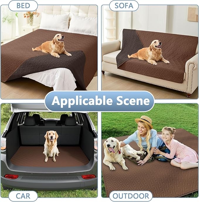 hyha Waterproof Dog Blanket, Soft Pet Bed Blankets, Waterproof Sofa Couch Cover for Dogs Washable, Reversible Pet Couch Covers for Sofa Furniture (30x90 Inch, Brown/Chocolate)