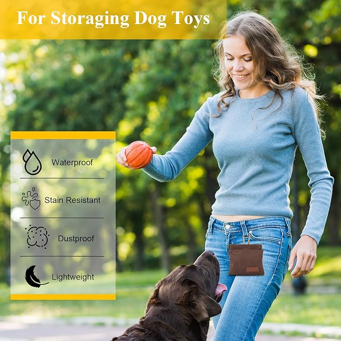 2Pcs Dog Treat Pouches for Pet Training, Hand Free Puppy Dogs Treat Bag with Carabiner, Portable Auto Closing Pet Dog Walking Bag for Travel or Outdoor Use, Pets Feed Snack Reward Pocket- Brown, Grey