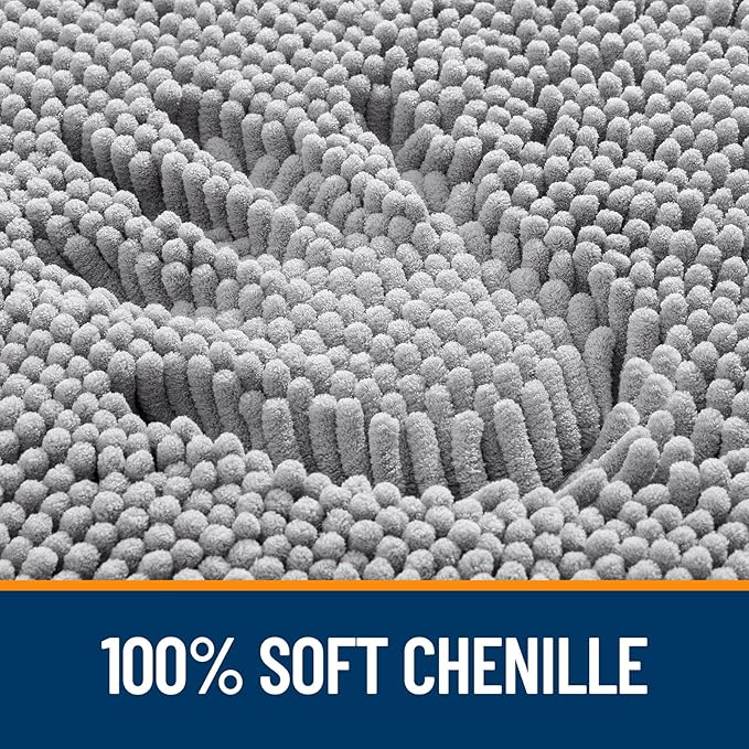 OLANLY Bathroom Rugs 44x24, Extra Soft Absorbent Chenille Bath Rugs, Rubber Backing Quick Dry, Machine Washable Bath Mats for Bathroom Floor, Tub and Shower, Home Decor Accessories, Grey