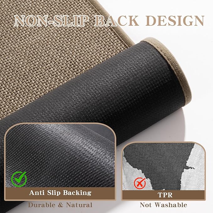 chakme Bathroom Rugs Mat 59x25, Ultra Thin Non Slip Bath Mat Large Quick Dry Absorbent Bath Mat for Bathroom Floor, (Dark Beige, 59"x25")