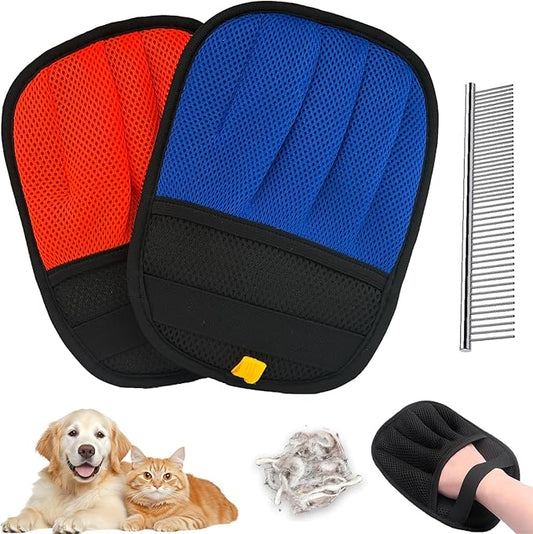 Pet Hair Removal Glove,Pet Hair Remover for Cat & Dog,New Upgraded Electrostatic Gloves Pet Hair,Reusable Electro Static Pet Hair Remover Electrostatic Gloves (2PC Blue+Orange)