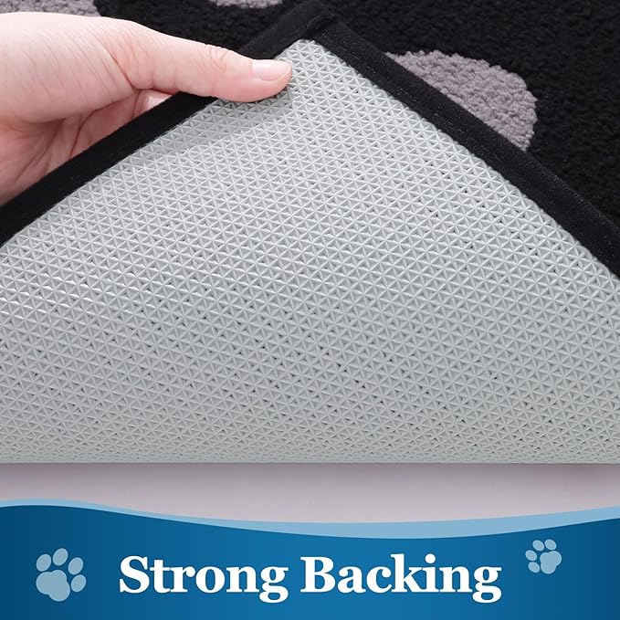 Buganda Dog Door Mat for Muddy Paws, Absorbent Dirt Trapper Washable Indoor Doormats, Non Slip Low-Profile Mud Mat for Dogs, Front Entrance Doormat for Inside Floor (47x32 Inches, Black and Grey)