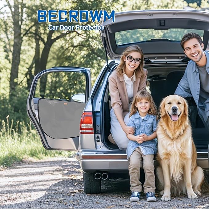 2 Packs Dog Car Door Protector - Waterproof Pet Vehicle Cover, Anti-Scratch Guard for Doors, Travel Back Window, Claws and Nails Scratching (Gray)