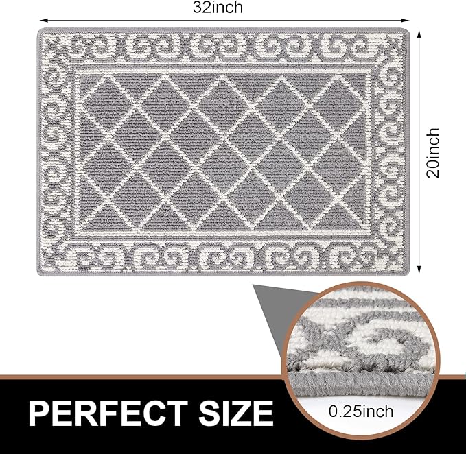 HEBE Indoor Door Mat 20''x32'' Non Slip Front Door Welcome Mats Washable Shoe Mats Dirt Trapper for Entryway Low Profile Kitchen Carpet for Entrance Hallways Entrance Mat for Dogs