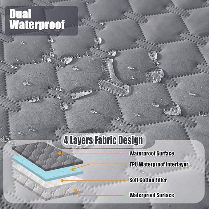 Smiry Waterproof Dog Bed Cover Blanket, Soft Reversible Pet Blanket, Washable Leakproof Cats Dogs Couch Cover for Sofa, Couch, Furniture, Plaid (68x82 Inch, Grey/Light Grey)