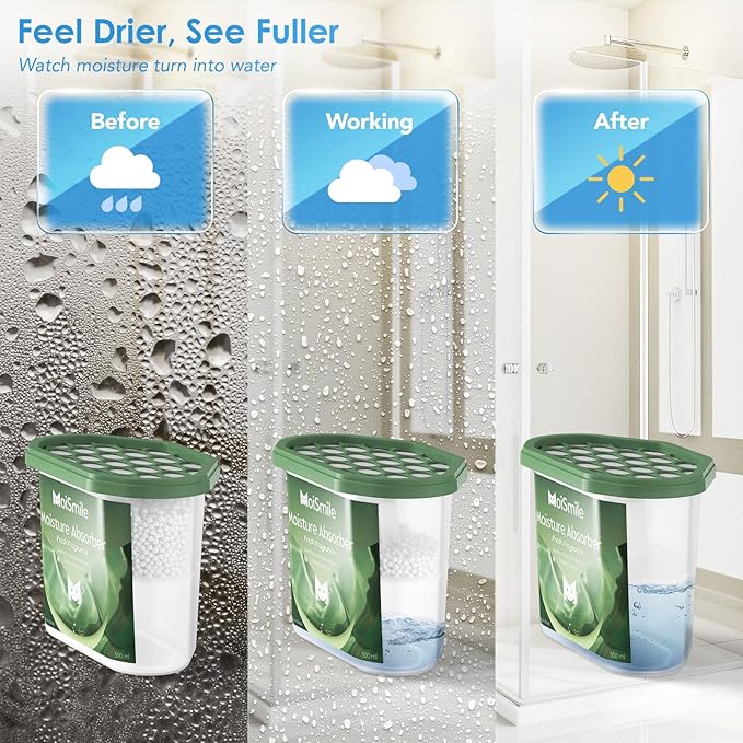 Moisture Absorbers 3 Pack, Fresh Fragrance Closet Dehumidifier for Bathroom, Car ＆ Basement, 10.5 oz Refillable Humidity Absorber Boxes