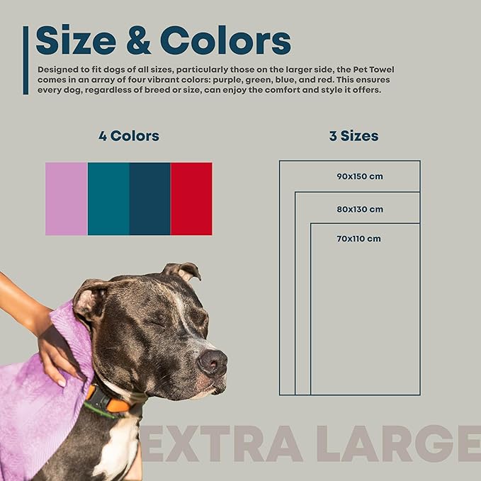 Extra Large Dog Towel Soft Absorbent Bath Pet Towels for Drying Dogs, Elastic Terry Microfiber Soft Towel, Machine Washable, Quick Dry, Multipurpose (L, XL, 2XL) (Blue, 2XL)