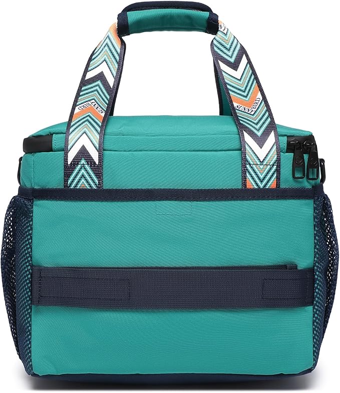 SUNNY BIRD 12L Large Insulated Lunch Bag, Leakproof and Foldable Lunch Cooler Box for Women Adult and Men, Fits 18 Cans (Turquoise Green)