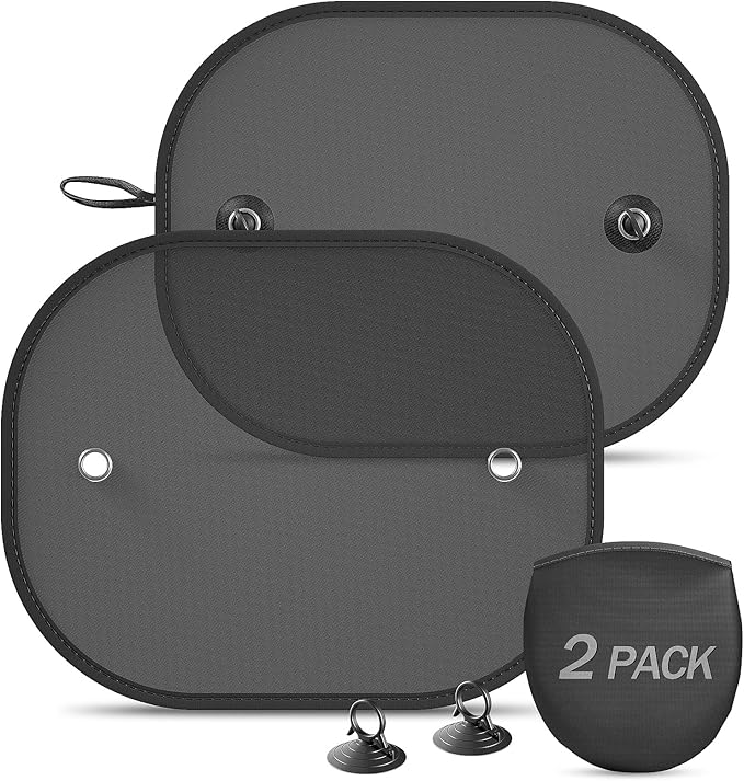 Car Window Shades, 2 Pack Sun Shade for Window Baby Suction Cups Sunshade for Side Window Sun and UV Block for Kids/Adults/Pets - 17.3''x14'' Fits 98% Cars