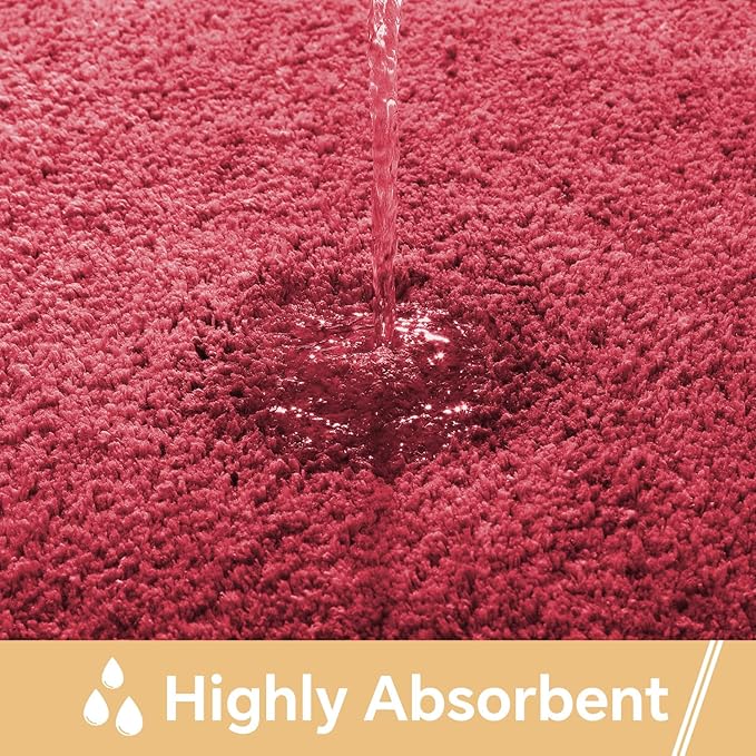 Red Bathroom Rugs 40"x60" – Oversized Plush Non-Slip Microfiber Bath Mat, Absorbent & Washable – Ideal for Large Bathrooms or Living Rooms