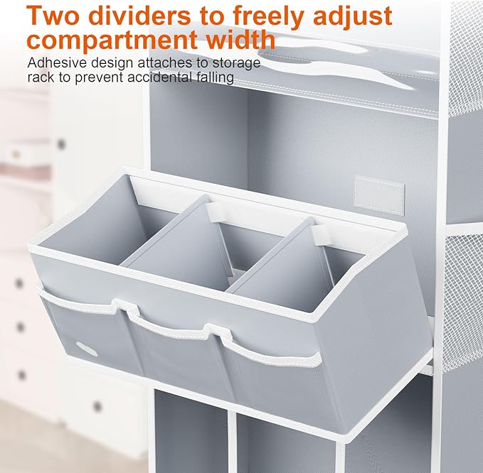 OneDream Over the Door Organizer for Nursery, 5-Tier Storage with Removable Caddy, Clear Pockets & Mesh Compartments, Ideal for Baby Essentials, Toiletries, Craft Supplies, Grey
