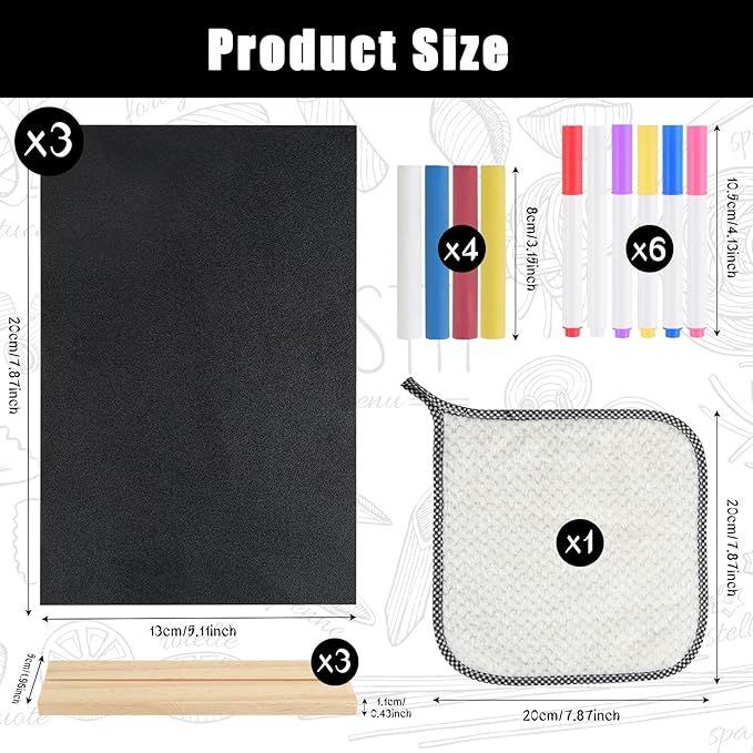 3 Packs Small Chalkboard Sign 5.1x7.9 Inch With Wood Base - Double-Sided Message Boards Menu Stand for Kitchen, Wedding, Bar and Restaurant