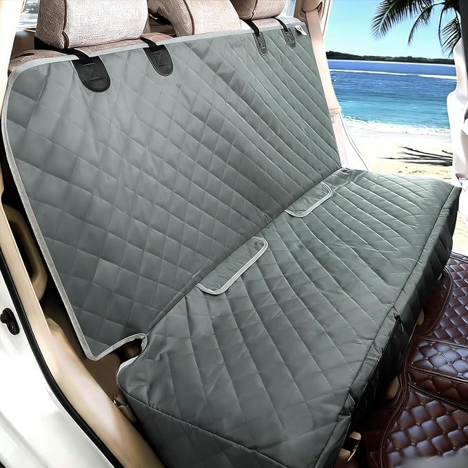 Dog Seat Cover for Back Seat More Durable Waterproof Backseat Protector, High Heat Resistant and Nonslip Back Seat Cover for Dogs Kids, Universal Size Fits Cars Trucks SUVs (Grey)