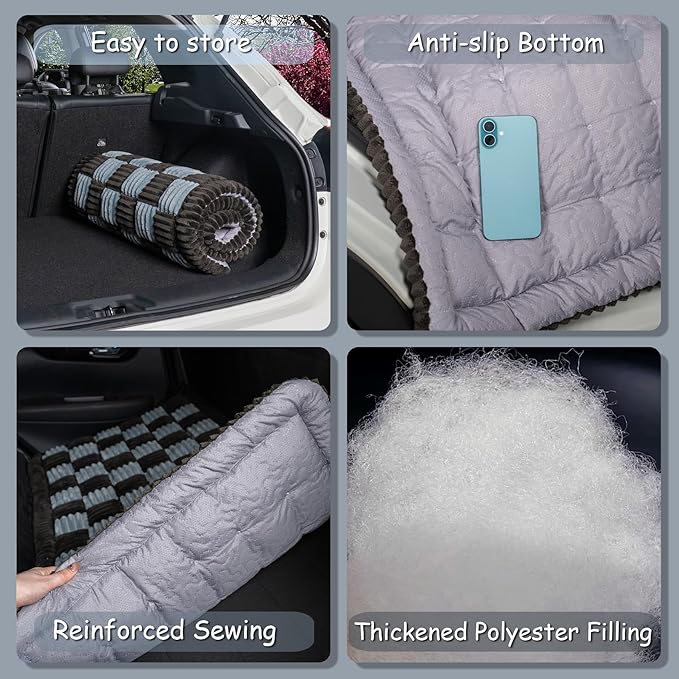 Dog Bed for Car Back Seat, Non-Slip Backseat Dog Car Bed Mat, Soft Furry Travel Pet Mat, Washable Blanket Custom Fit for Backseat Extenders and Hammock Seat Covers(54"×25" Gray)