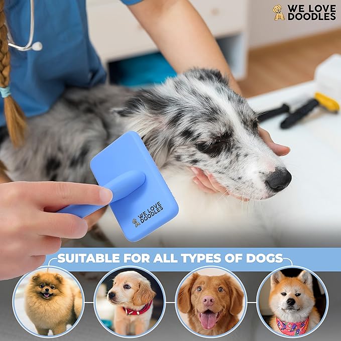 We Love Doodles Dog Cologne & Perfume (Fresh Cotton) and Small Slicker Brush Bundle - Odor Eliminator Spray and Long Pin Brush Kit - Long Lasting Deodorizer - Long Haired Brush For Dogs - Made In USA