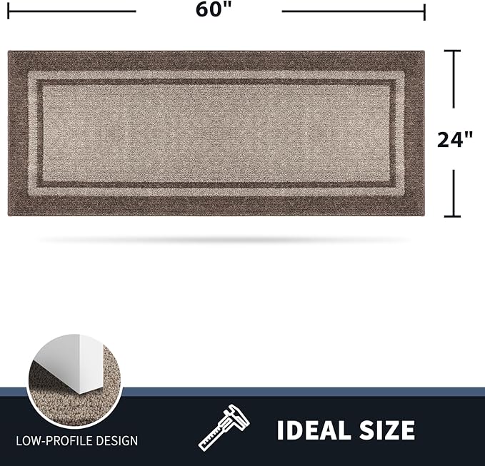 PURRUGS Dirt Trapping Door Mat 24" x 60", Non-Slip Machine Washable Entryway Rug, Entrance Mat, Indoor Front Door Mat, Super Absorbent Entry Rug for Muddy Shoes & Paws, Beige & Grayish Brown