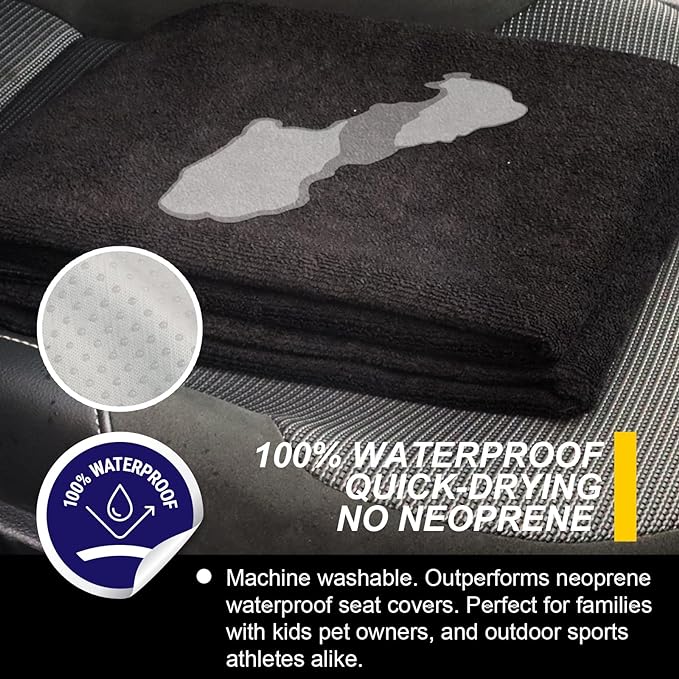 Back Seat Cover for Car Trucks Van SUV,Waterproof Rear Bench Towel Seat Covers for Dogs and Kids,Automotive Backseat Protector (Black)