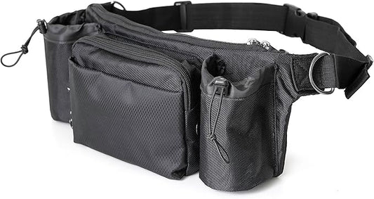 Dog Walking Waist Pack with 2 Water Bottle Holders, 2 D-Rings, Fanny Pack for Walking Running Hiking