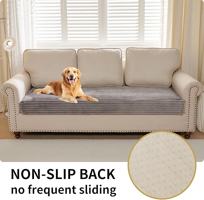 HAOMAIJIA Waterproof Couch Cover for Dogs Washable,Fuzzy Pet Couch Covers for Sofa,Thick Soft Dog Bed Cover Non-Slip Couch Covers for 3 Cushion Couch Sofa Pet Friendly (Grey, 35" x 74")