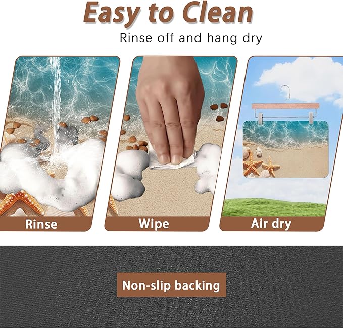 Beach Starfish Dog Food Mat for Floors,Cute Seashell Absorbent Pet Food and Water Bowl Mats,Non-Slip Pet Feeding Mat,Pet Supplies 16" x 24"