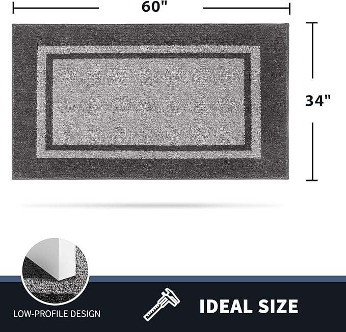 PURRUGS Dirt Trapping Door Mat 34" x 60", Non-Slip Machine Washable Entryway Rug, Entrance Mat, Indoor Front Door Mat, Super Absorbent Entry Rug for Muddy Shoes & Paws, Light Grey & Dark Grey