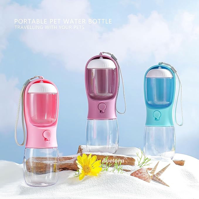 AVELORA Dog Water Bottle,Portable pet Water Bottle with Food Container,Outdoor Portable Water Dispenser for Cat,Rabbit,Puppy and Other Pets for Walking,Hiking,Travel(10oz)