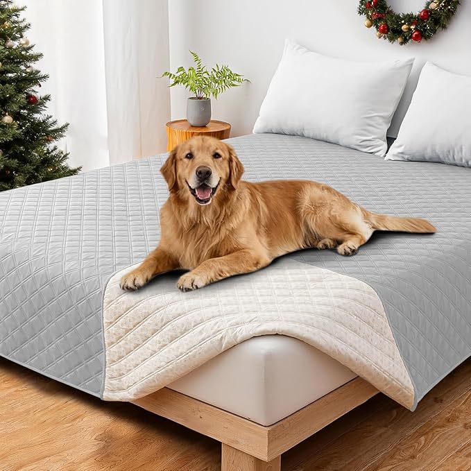 CYCMACO Waterproof Couch Covers for Pets, Waterproof Dog Bed Cover, Anti-Slip Soft Dog Blankets, Couch Cover for Dogs Washable, Pet Blanket for Puppy Large Dogs Cat (82x82 Inch, Light Grey)