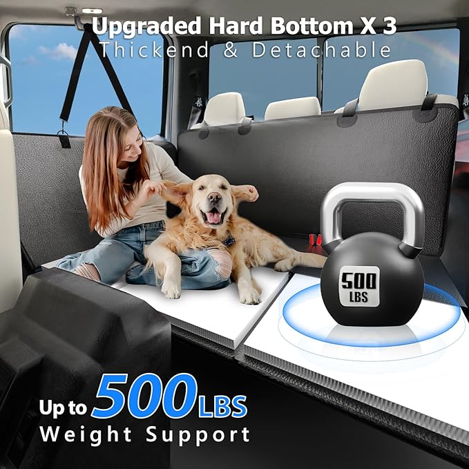 XL Truck Back Seat Extender for Dogs, Upgraded Anti-Scratch PU Leather, Dog Car Seat Cover for Back Seat with Hard Bottom, Pet Seat Covers for Trucks, Waterproof Dog Hammock for Crew Cab Truck