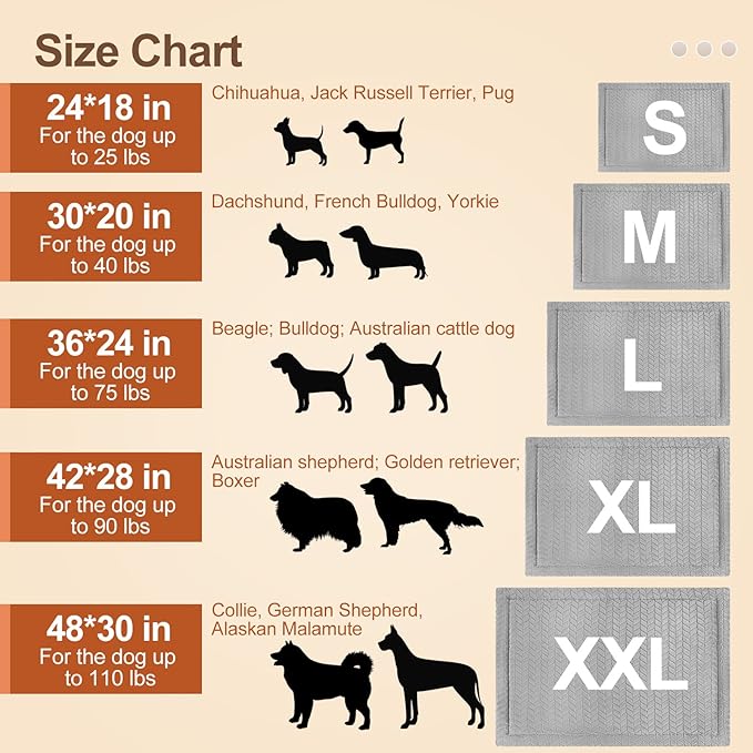 BEAUTYZOO Dog Bed Crate Pad 36 x 24 inch, Washable Dog Crate Mat for Large Sized Dogs, Anti-Slip Pet Crate Bed Kennel Pad, Durable Cozy Puppy Sleeping Mat Rectangle Mattress, Grey