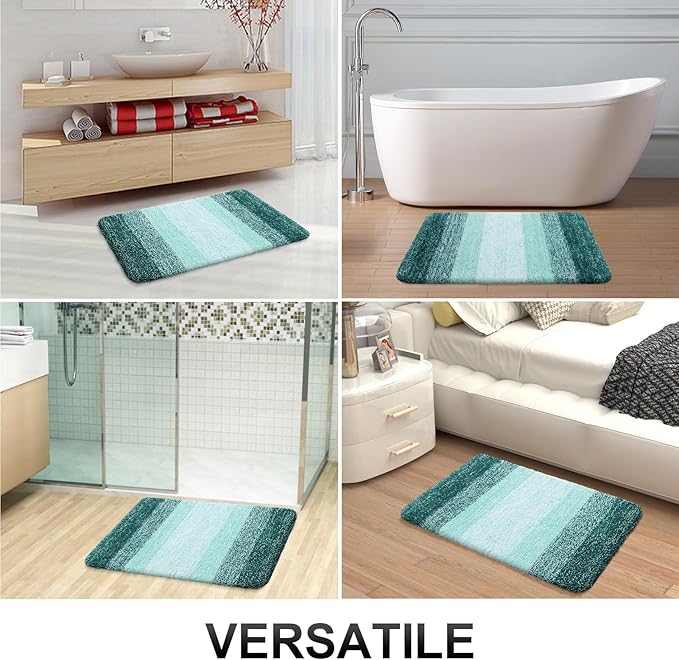 OLANLY Bathroom Runner Rugs 44x24, Extra Soft Absorbent Microfiber Bath Rugs, Rubber Backing, Quick Dry, Washable Bath Mats for Bathroom Floor, Tub and Shower, Home Decor Accessories, Blackish Green