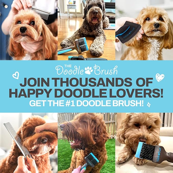 The Doodle Brush Dog Combs for Grooming Matting, Finishing Metal Comb For Dogs, Large Stainless Steel Doodle Dog Grooming Combs, Tackles Mat & Tangles for Poodles, Labradoodle, Cockapoo Pet Comb